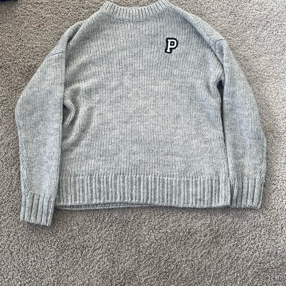 Grey Loose Knit Crewneck Sweater
